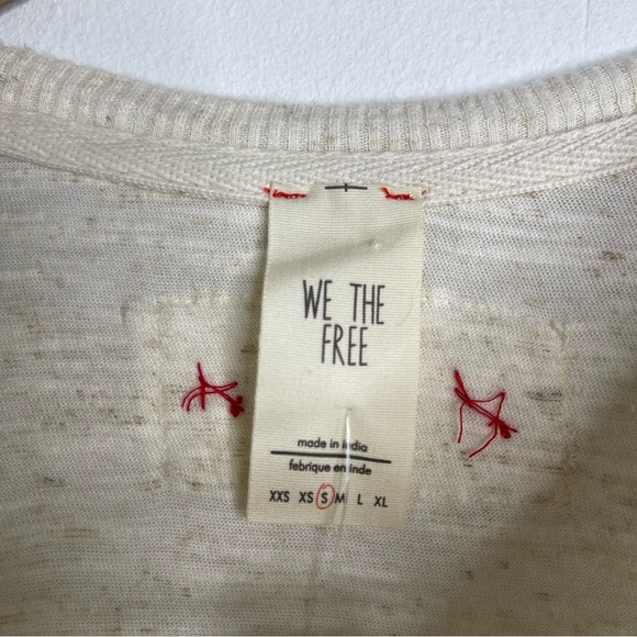 We The Free Embroidered Wildlife Round Neck Short Sleeve Linen Shirt Size S NWT - Picture 11 of 14